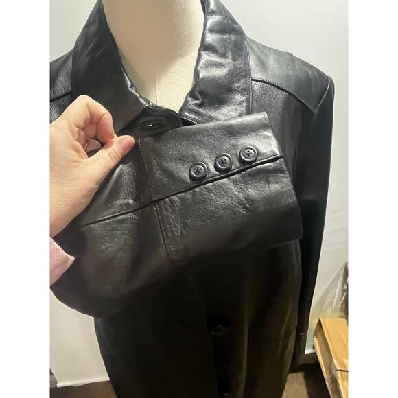 Modern Essentials Black Lambskin
Leather Button Front Mid Length
Coat Jacket xl - Picture 5 of 11